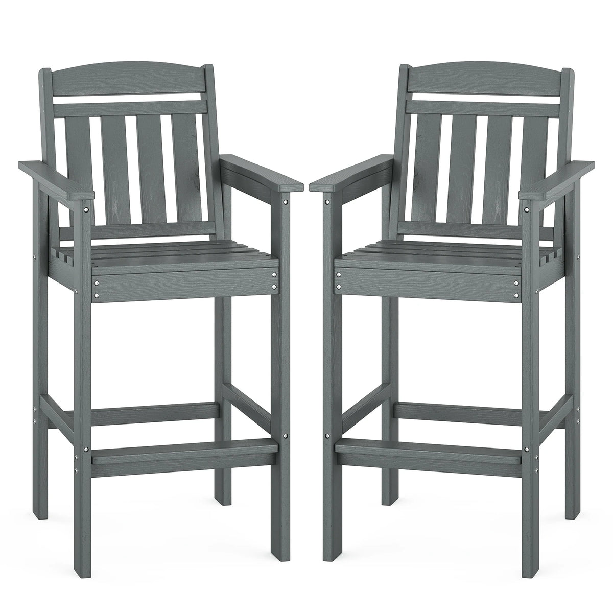Farini Set Of Two HDPE Adirondack Bar Stools With Tray