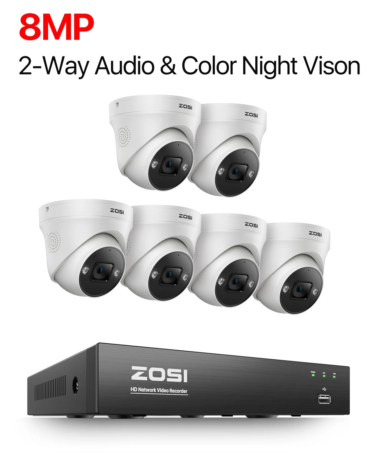 Zosi 4K PoE AI Smart Video Surveillance Home Camera System