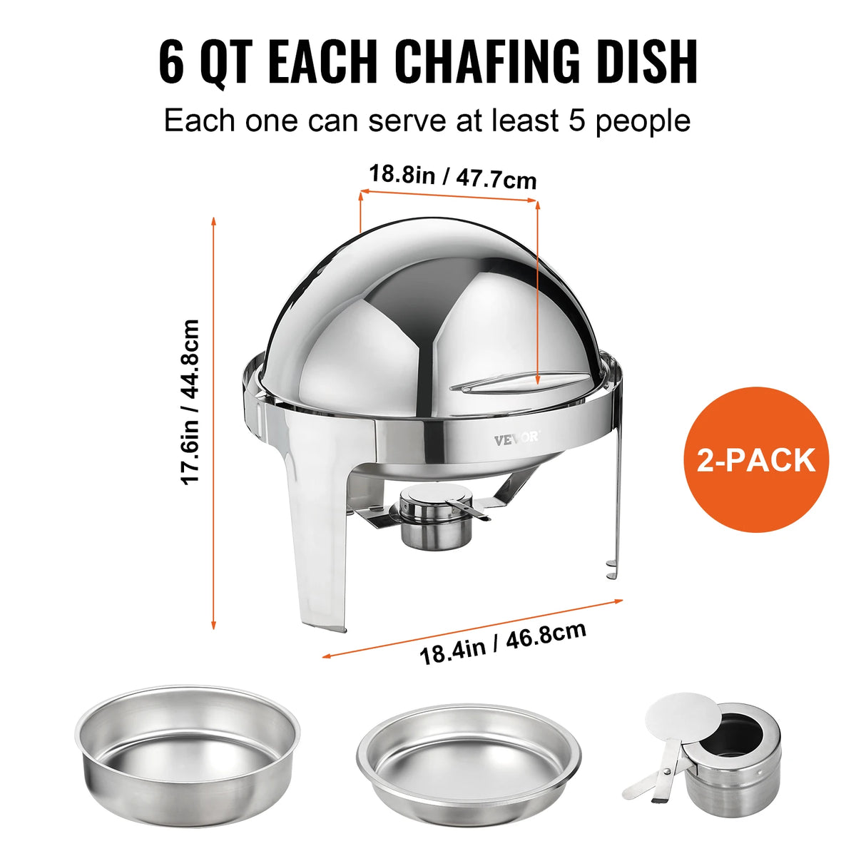 SucceBuy Heavy Duty Roll Top Chafing Dish Catering Buffet Warmer