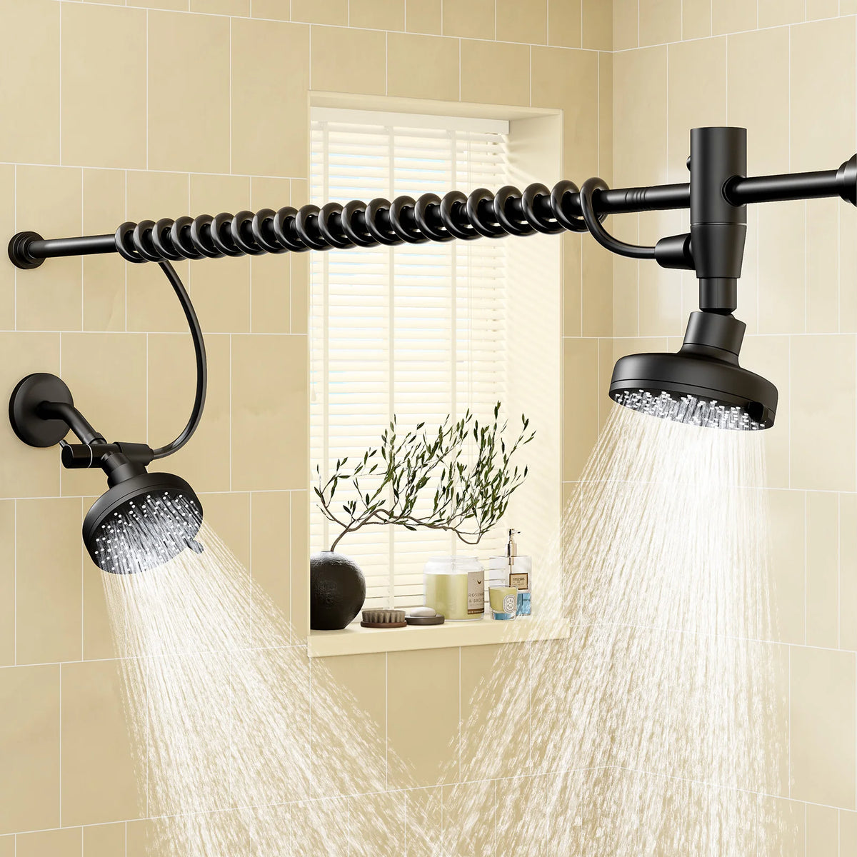 Adjustable Dual Shower Head For Couples With High Pressure Flow