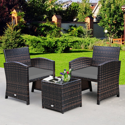 Homasis Outdoor Rattan Wicker Sofa And Coffee Table Set