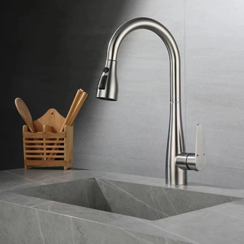 GEGVE Deck Mounted Single Handle Kitchen Sink Faucet Brass