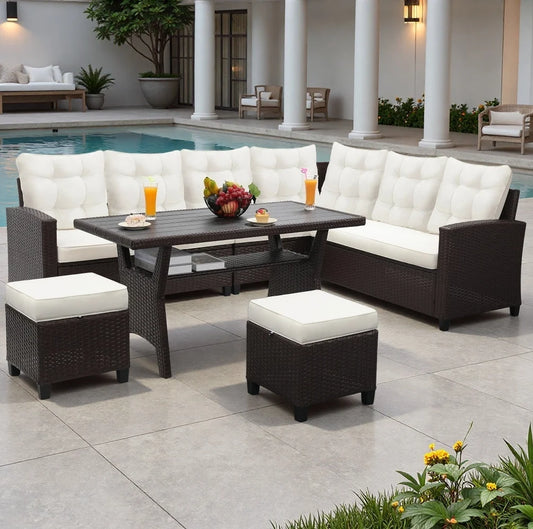 TUAREX Outdoor Rattan Sectional Sofa Set With Cushioned Seats