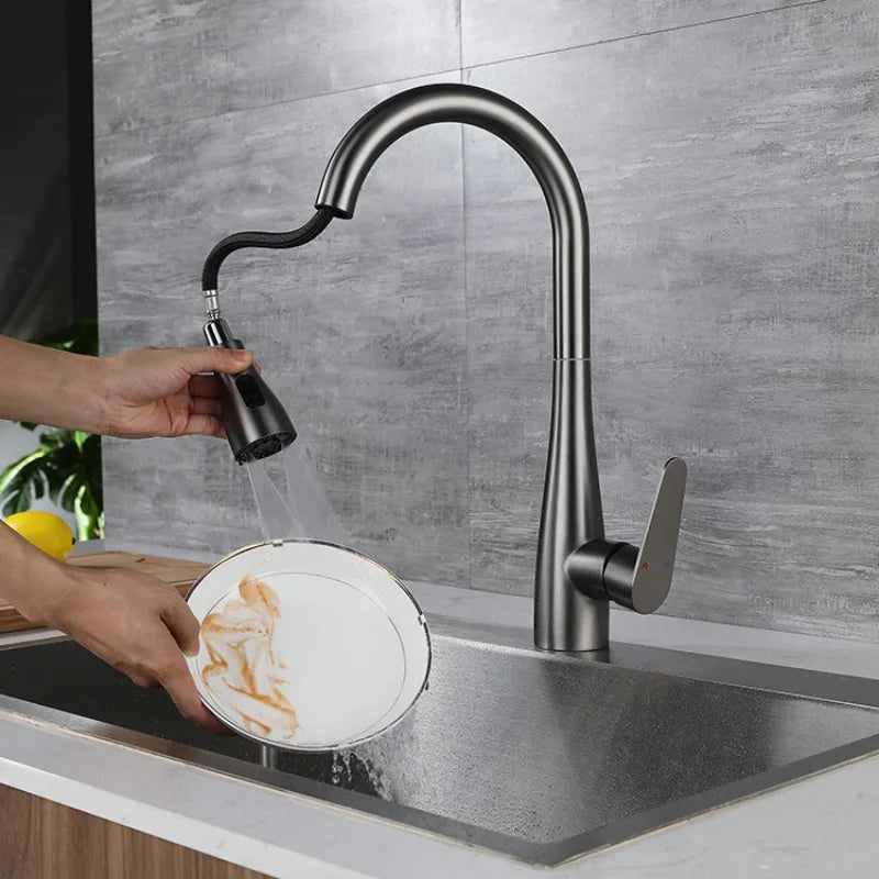 GEGVE Deck Mounted Single Handle Kitchen Sink Faucet Brass