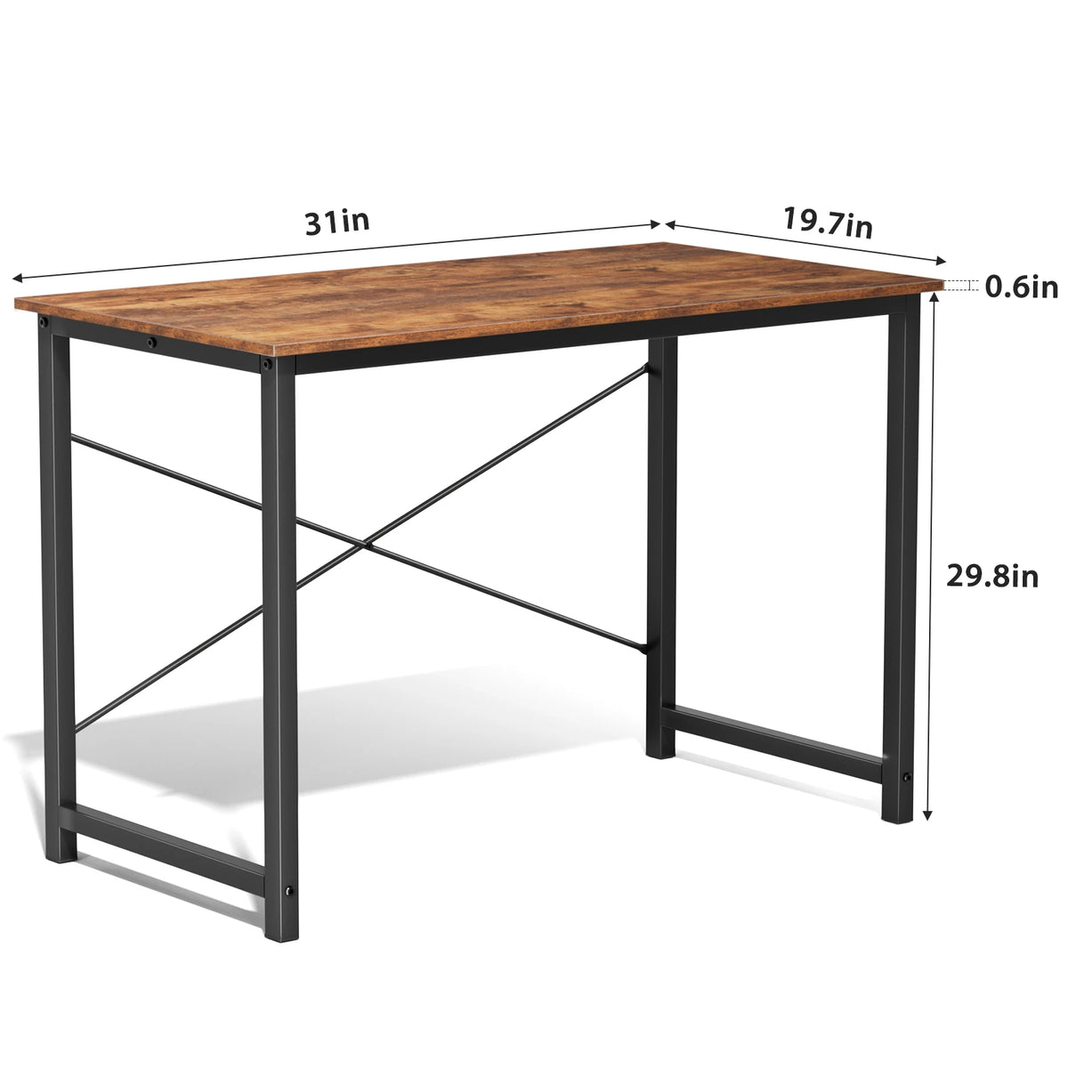 JHK Modern Computer Desk With Metal Frame And Wood Top