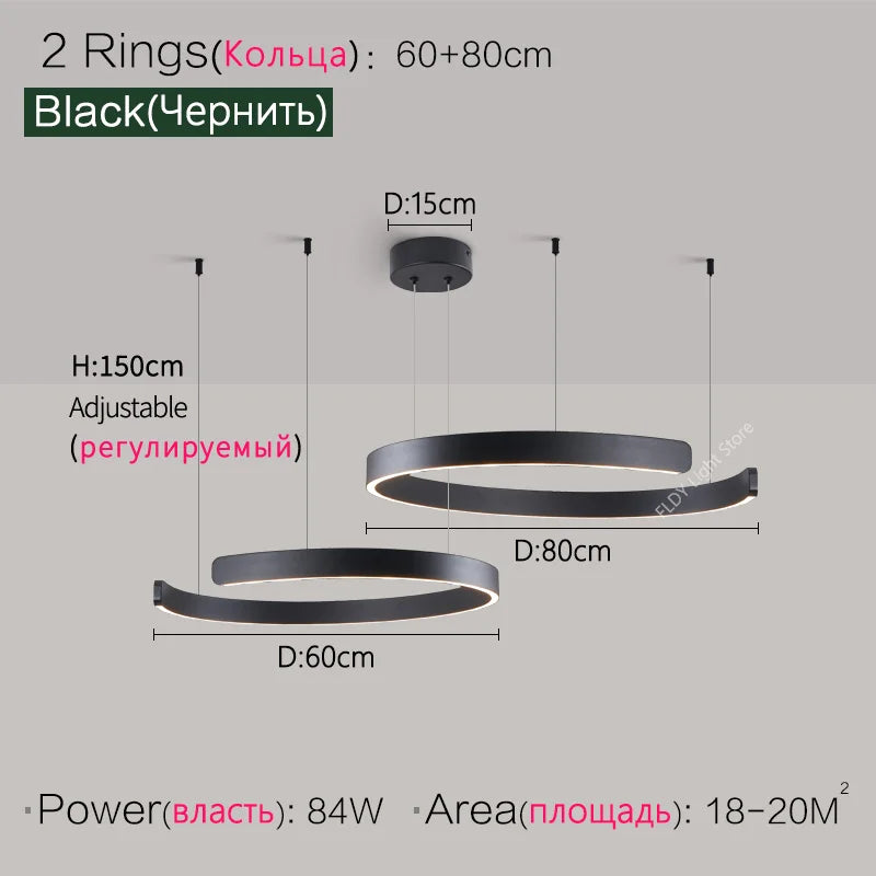 SLL Modern Nordic LED Ring Pendant Light for Living Spaces