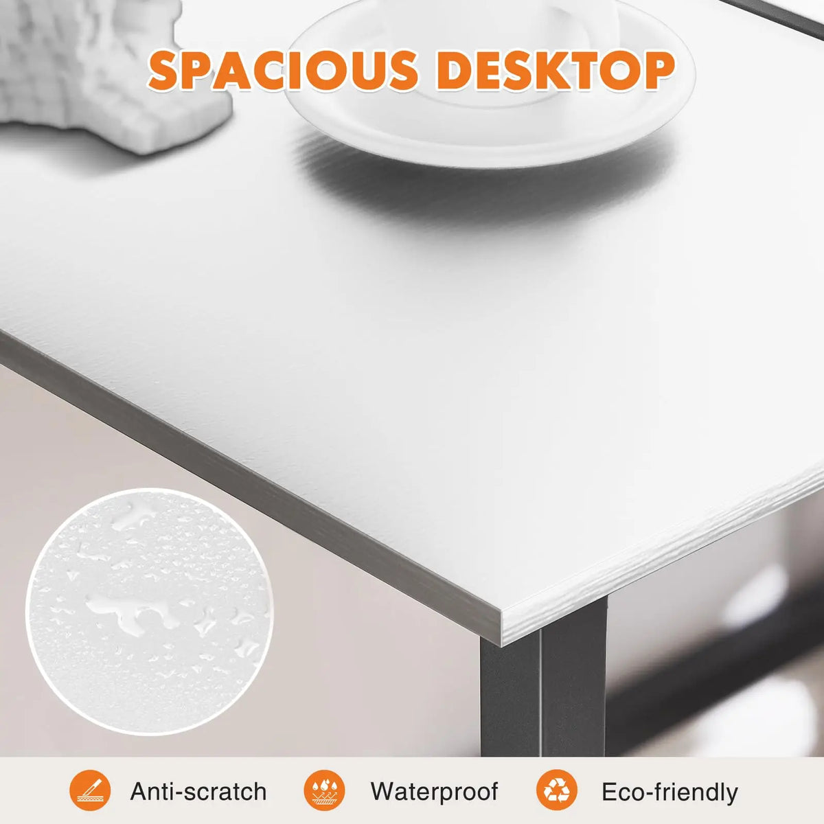 JHK Modern Computer Desk With Metal Frame And Wood Top