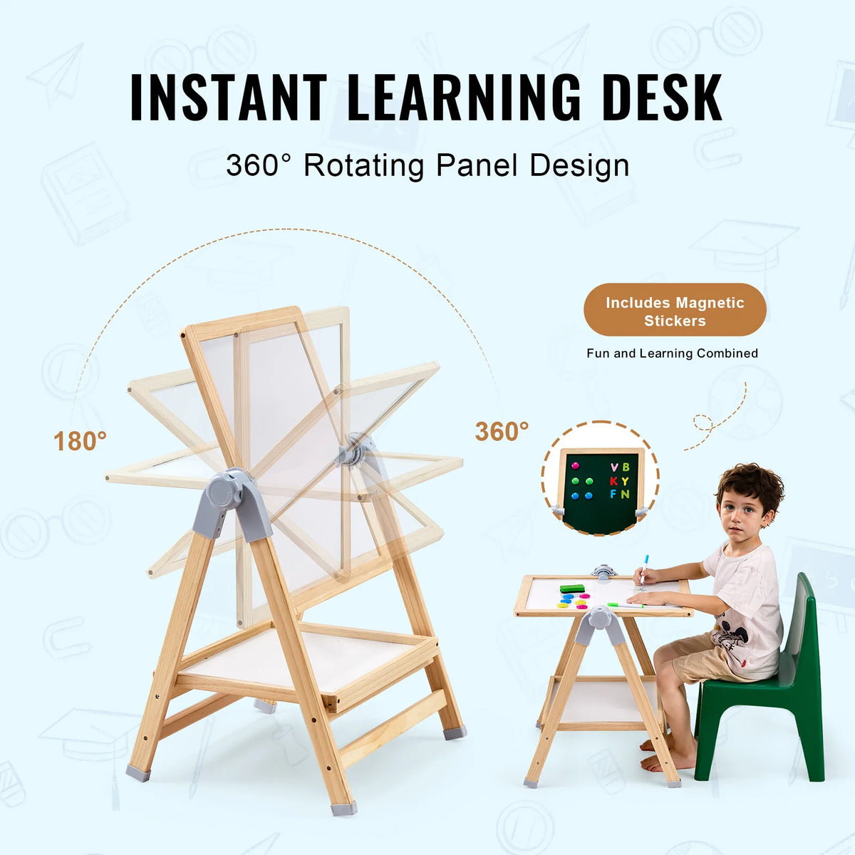 SucceBuy Standing Magnetic Board Easel With Paint Tools For Kids