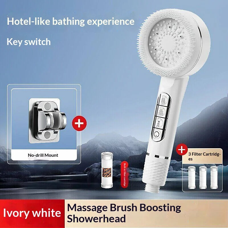 Pressurized Handheld Shower Head With Four Adjustable Spray Modes