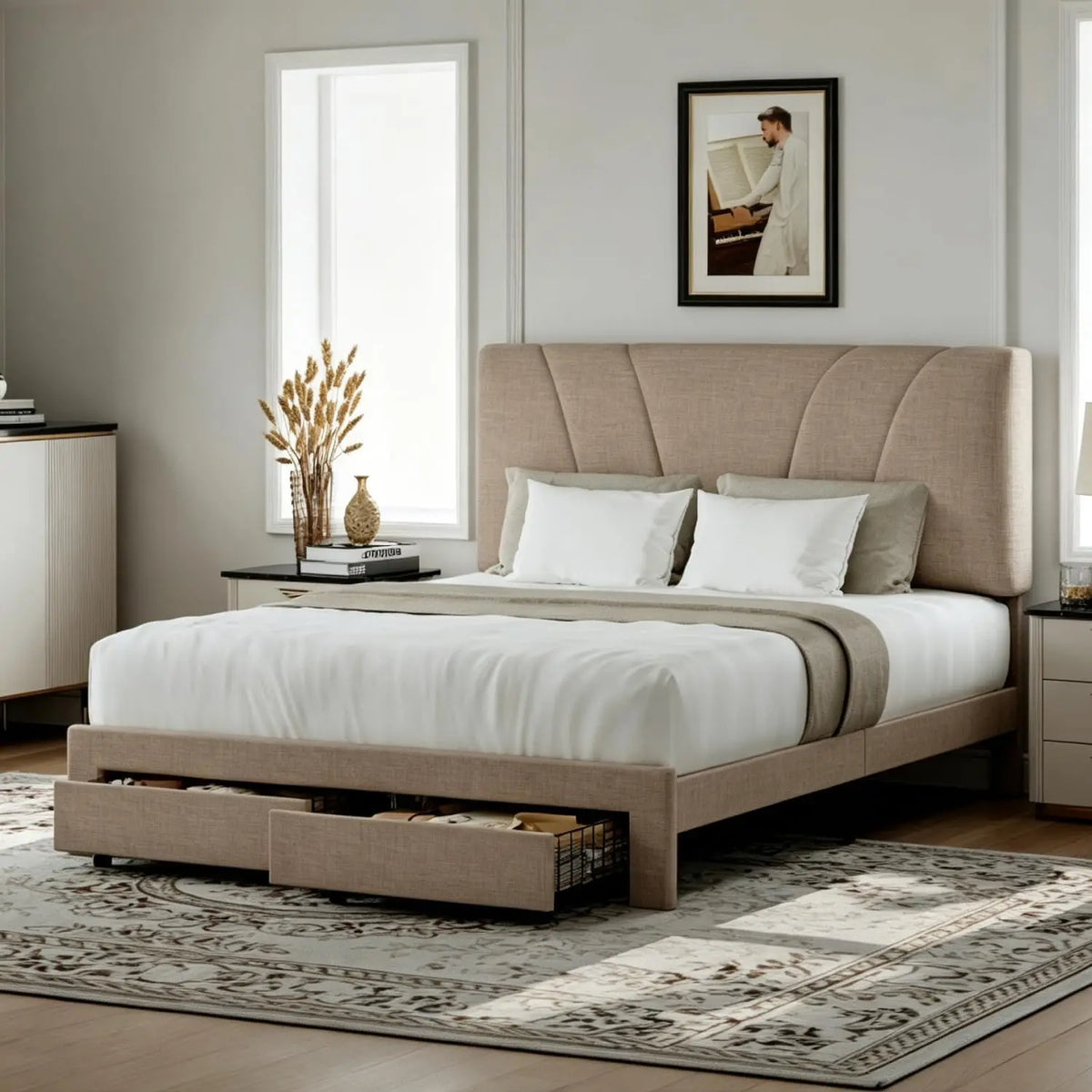 Novilla Bed Frame With Headboard And Two Storage Drawers
