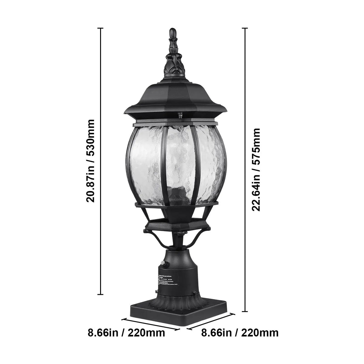 Dusk To Dawn Outdoor Post Light Fixtures With Glass Shade For Patios