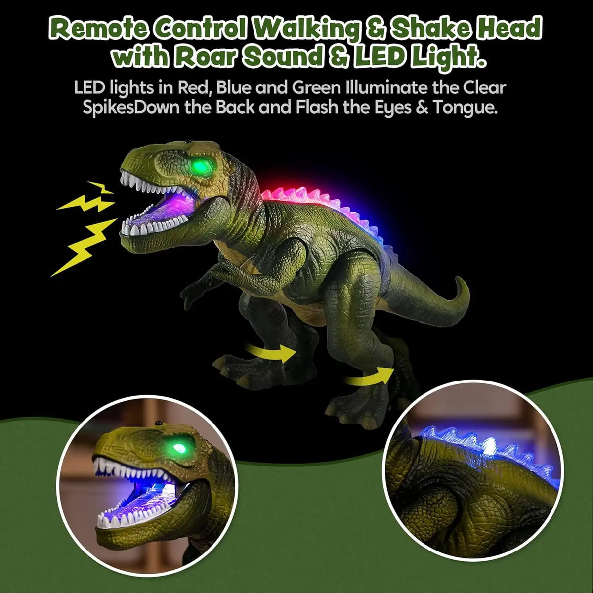 Joyfy Remote Control Walking Dinosaur Toy With Lights And Sounds