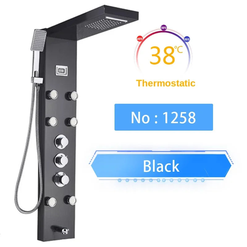 Shinesia LED Shower Panel With Digital Display Spa Massage Jets