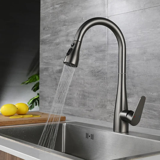 GEGVE Deck Mounted Single Handle Kitchen Sink Faucet Brass