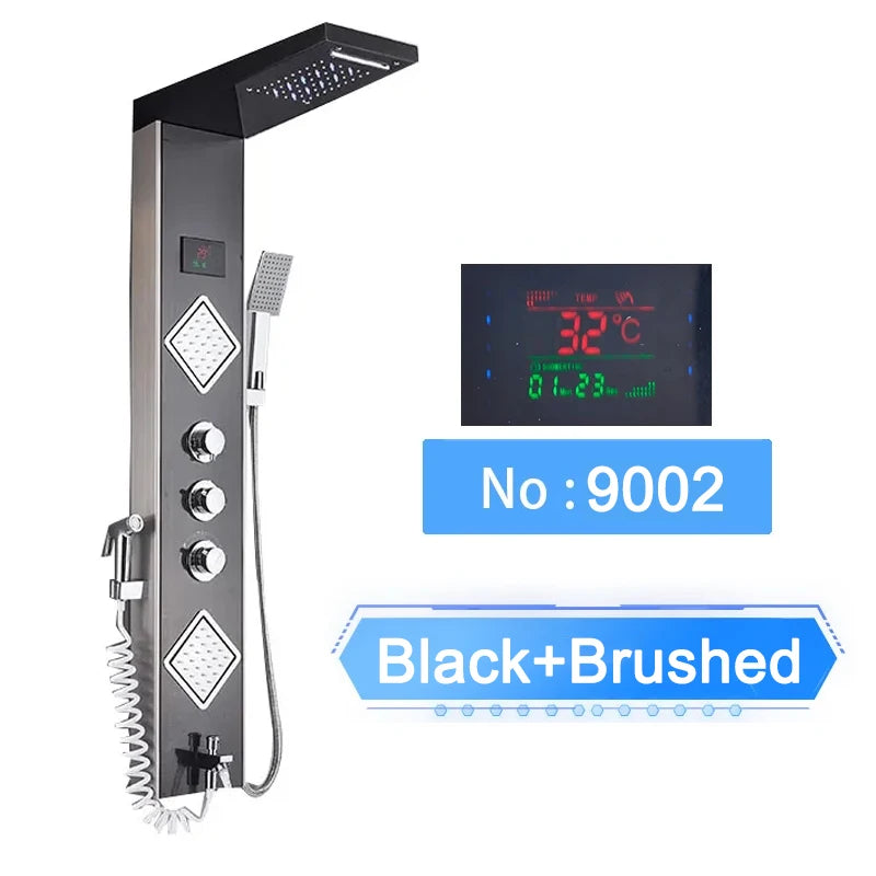 Shinesia LED Shower Panel With Digital Display Spa Massage Jets