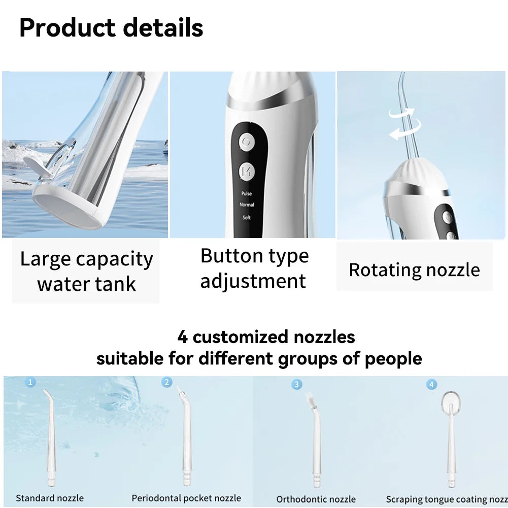 Dlsote Portable Rechargeable Oral Irrigator Wireless Dental Water Flosser