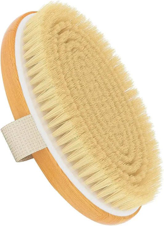 Natural Bristle Dry Body Brush For Gentle Skin Exfoliation