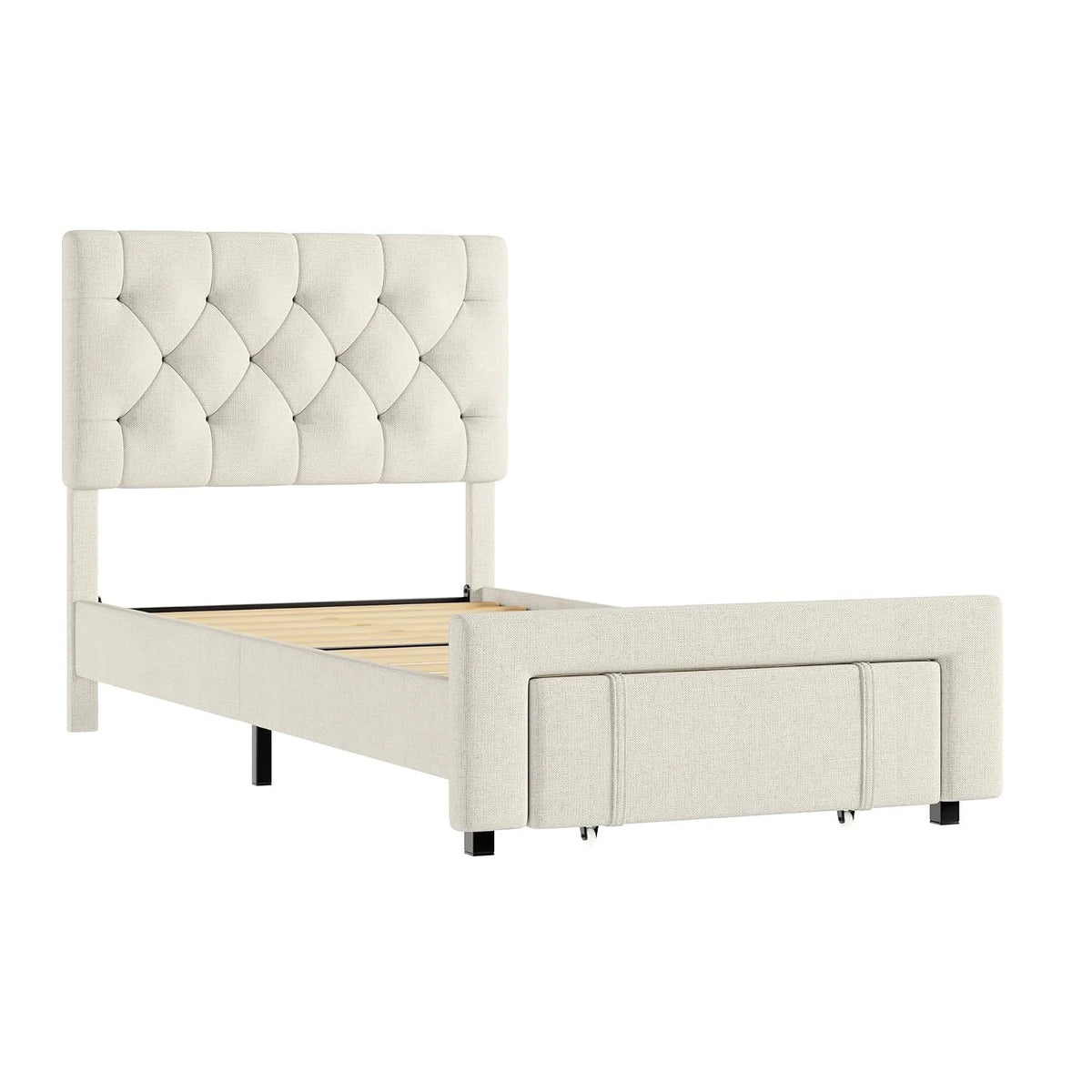HiMISS Upholstered Platform Bed Frame With Storage Drawers And Headboard