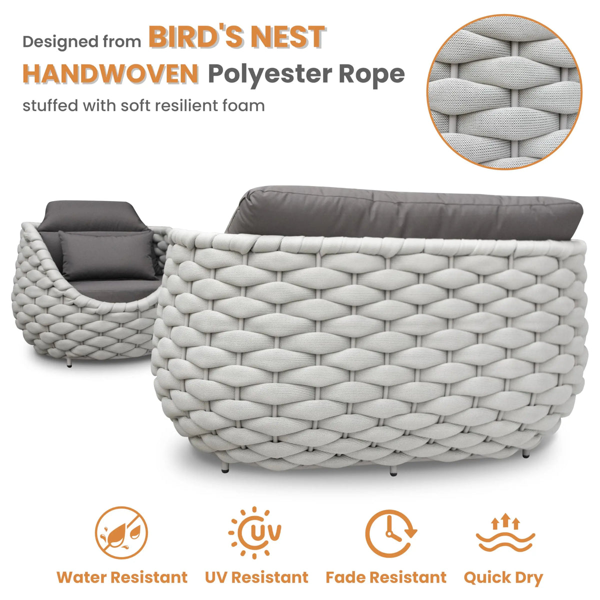 All Weather PE Rattan Outdoor Bistro Conversation Set