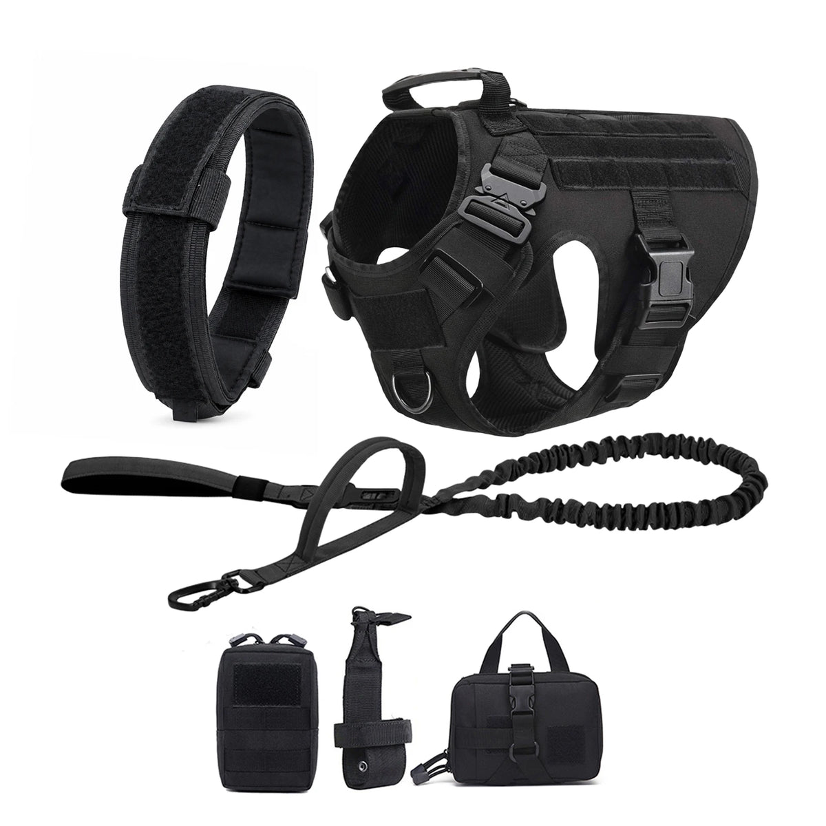 Petavel Tactical Dog Harness With Molle Pouches And Leash
