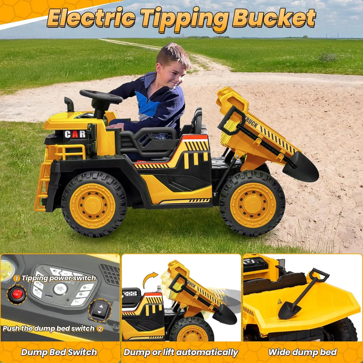 JOYRACER 24V Electric Ride On Dump Truck With Remote Control