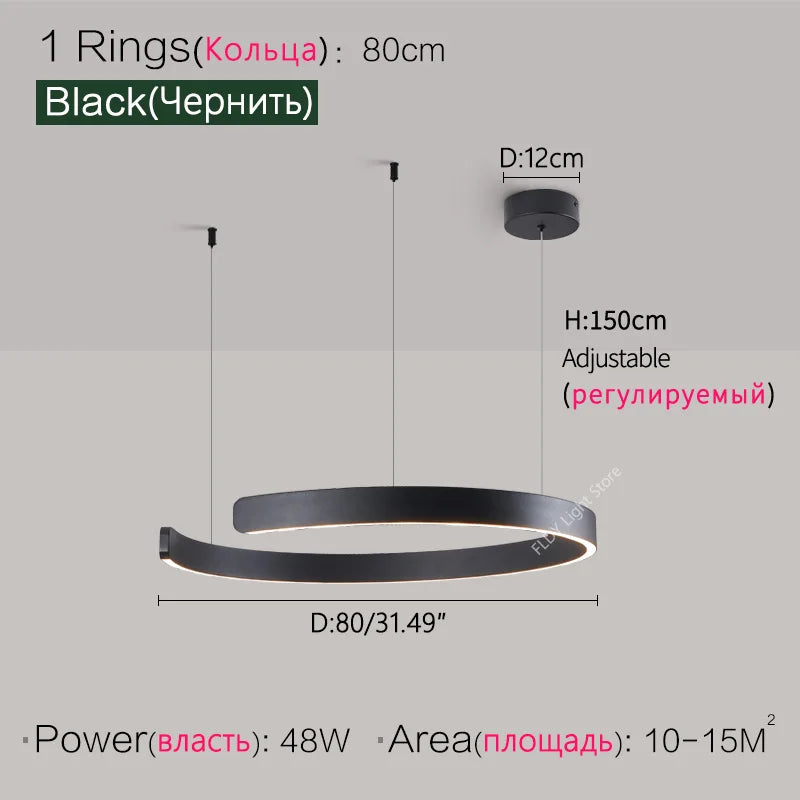 SLL Modern Nordic LED Ring Pendant Light for Living Spaces