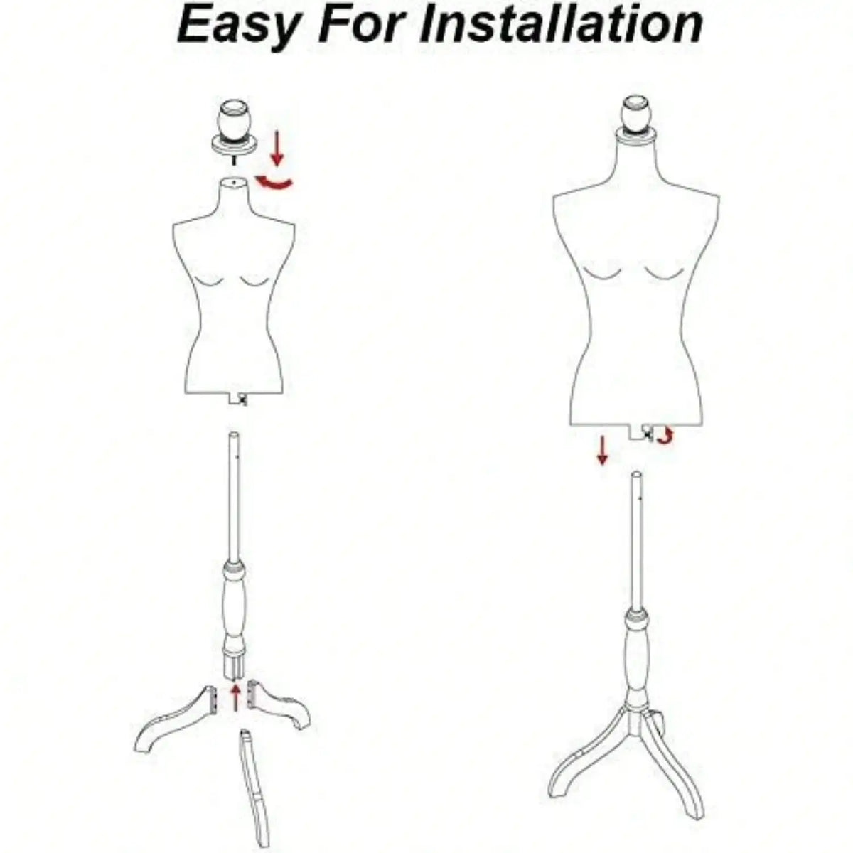 Female Mannequin Dress Form Torso With Adjustable Tripod Stand