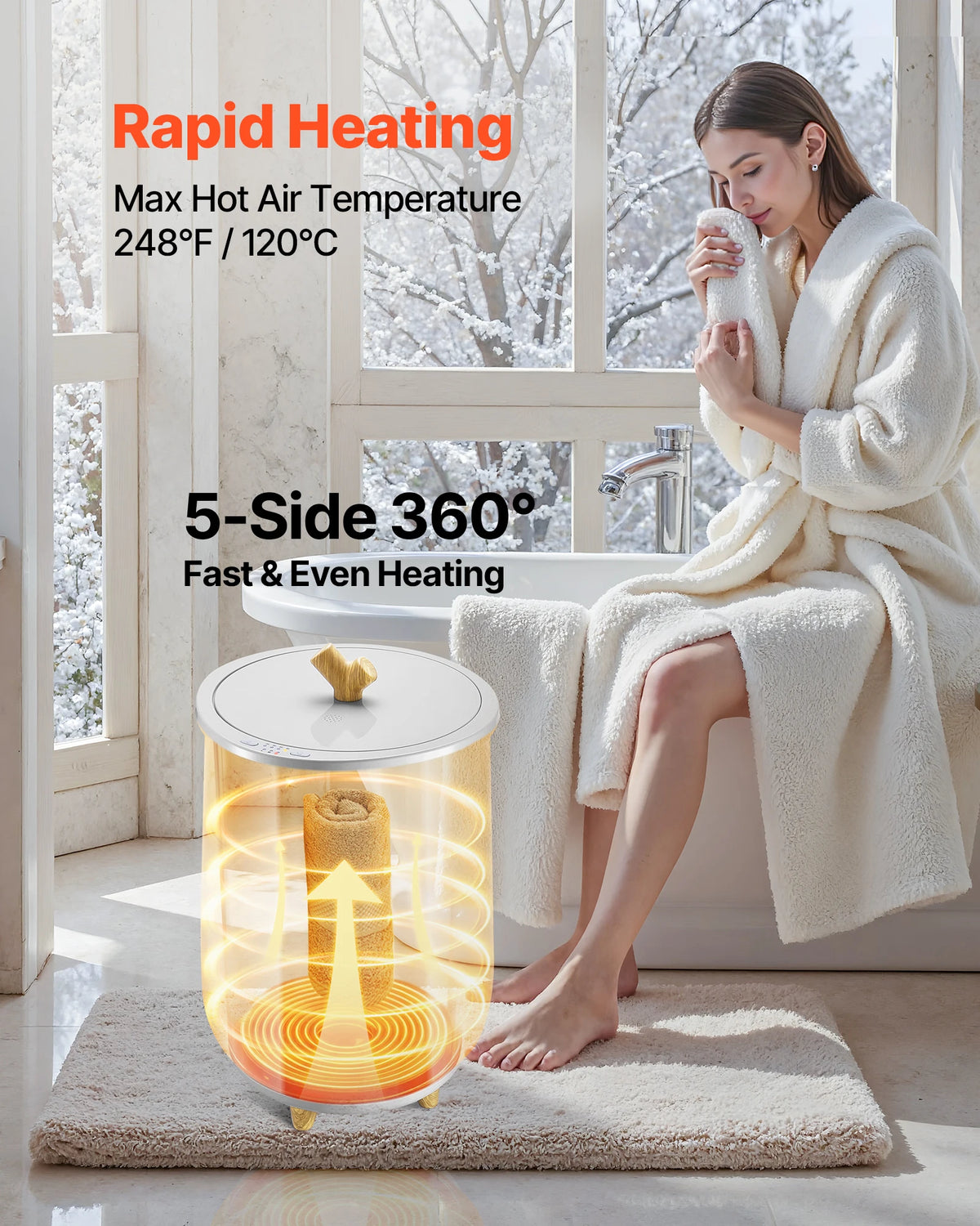 SucceBuy Heated Towel Warmer Bucket With Led Light And Thermostat