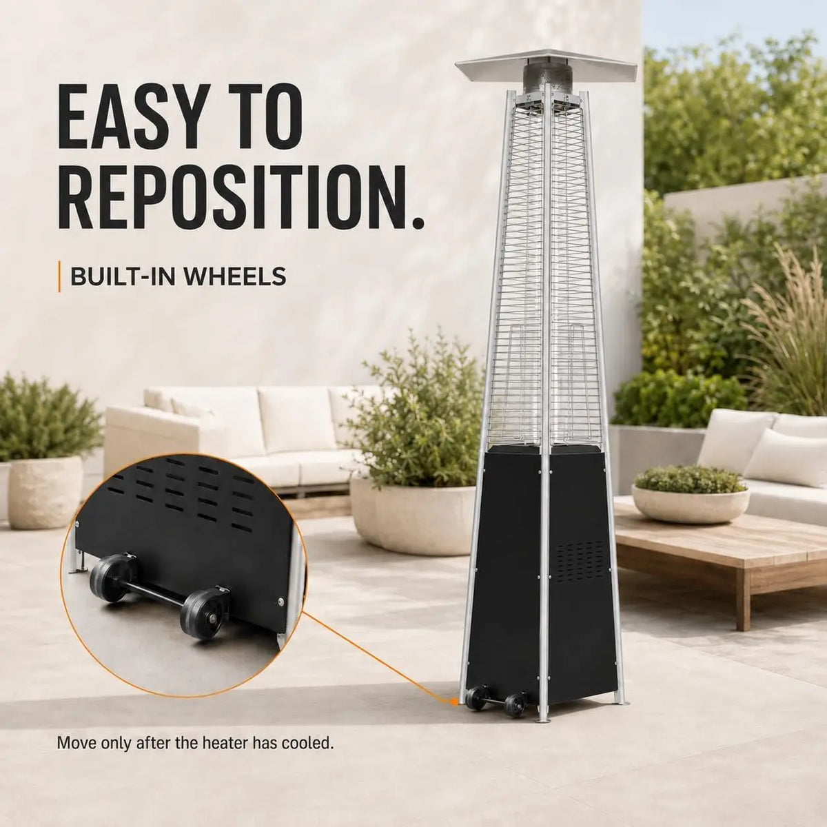 GAOMON Pyramid Propane Patio Heater With Glass Tube Flame