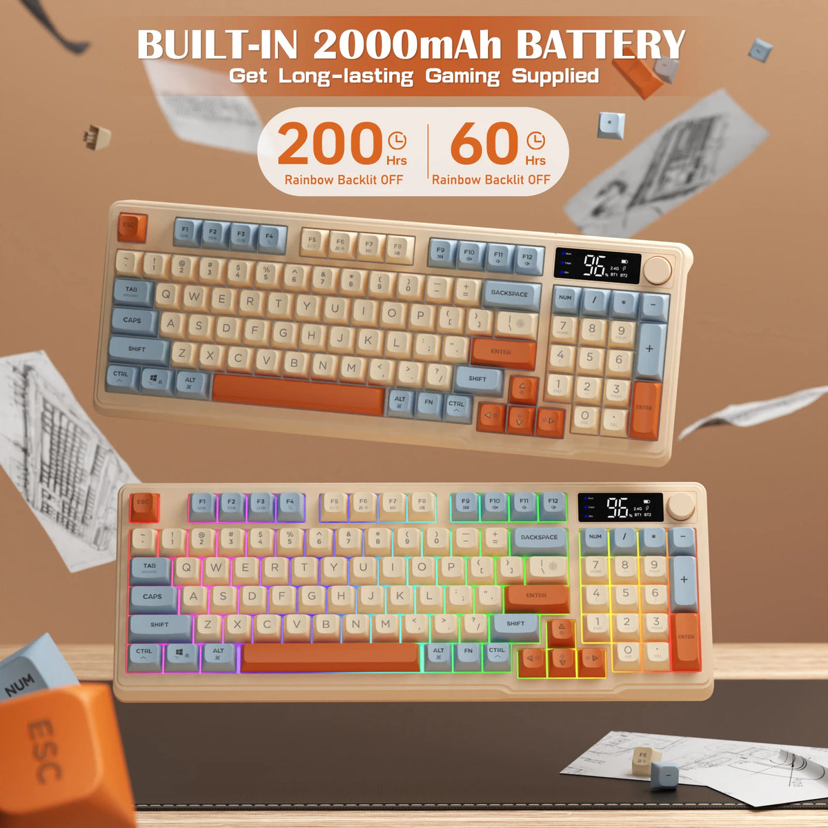 Attack Shark Wireless Gaming Keyboard With Screen And Knob