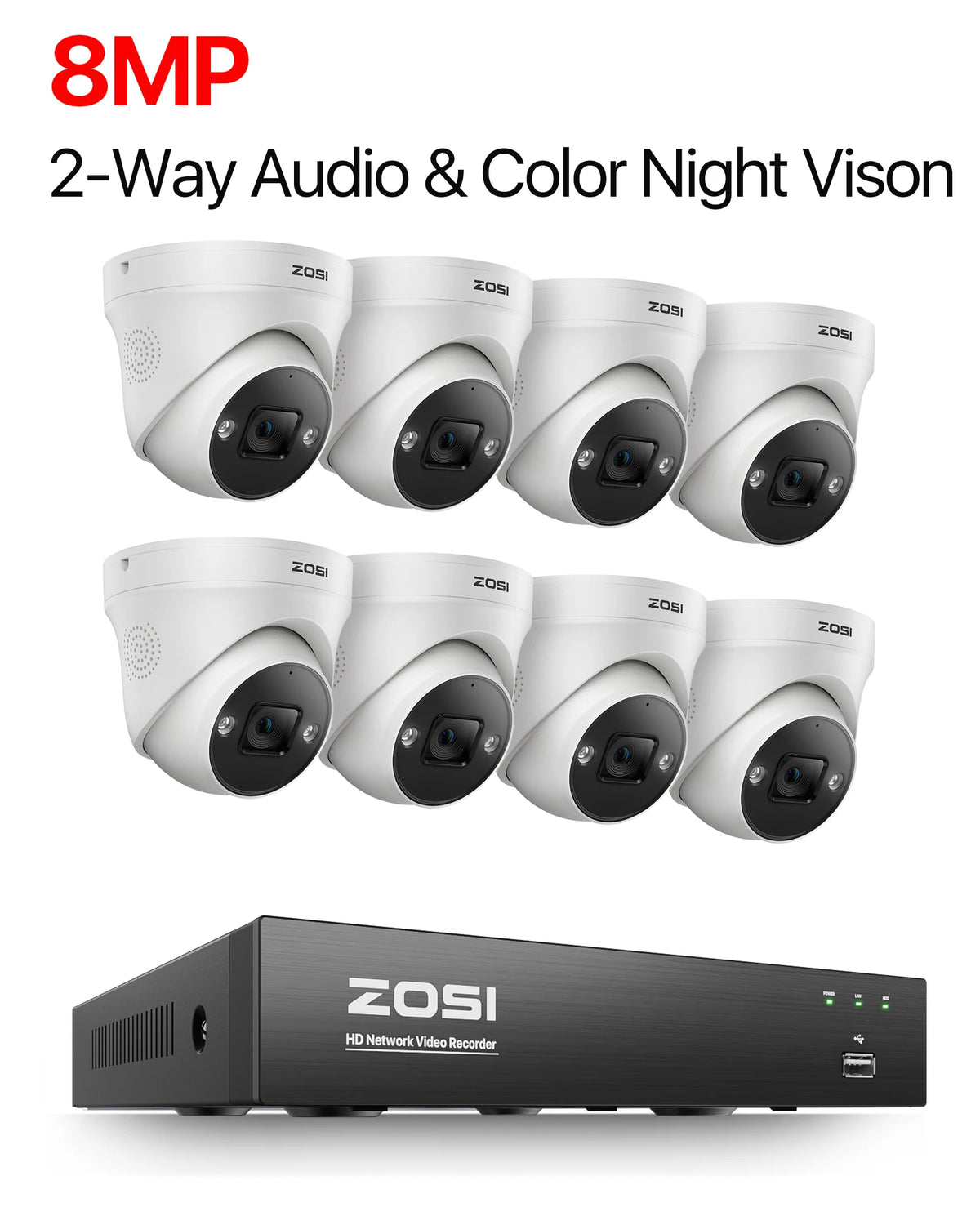 Zosi 4K PoE AI Smart Video Surveillance Home Camera System