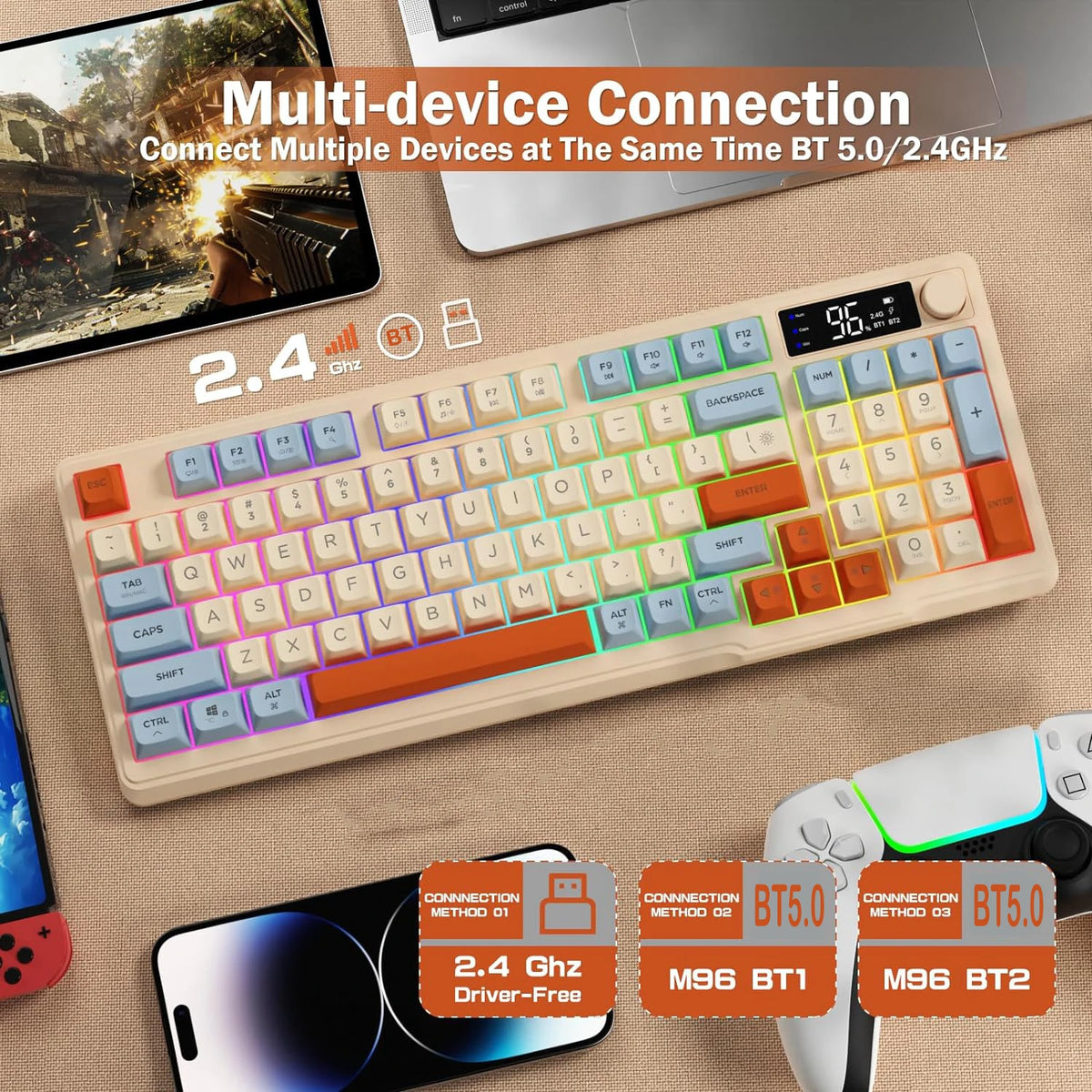 Attack Shark Wireless Gaming Keyboard With Screen And Knob