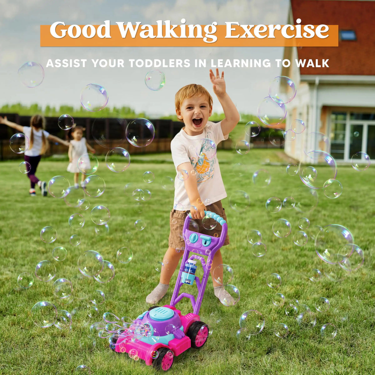 Joyfy Bubble Lawn Mower Machine Outdoor Toy For Kids