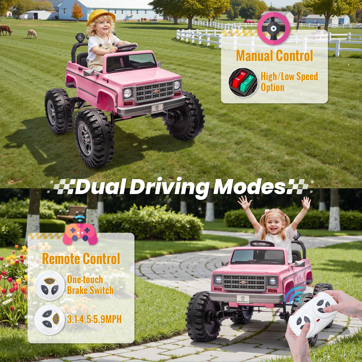 JOYRACER Licensed Chevrolet Cheyenne Ride On Car for Kids