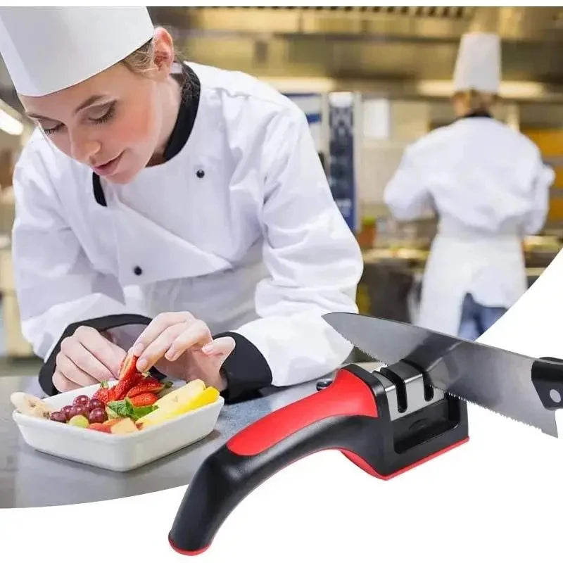 Three Purpose Kitchen Knife Sharpener with Ceramic Sharpening Stones