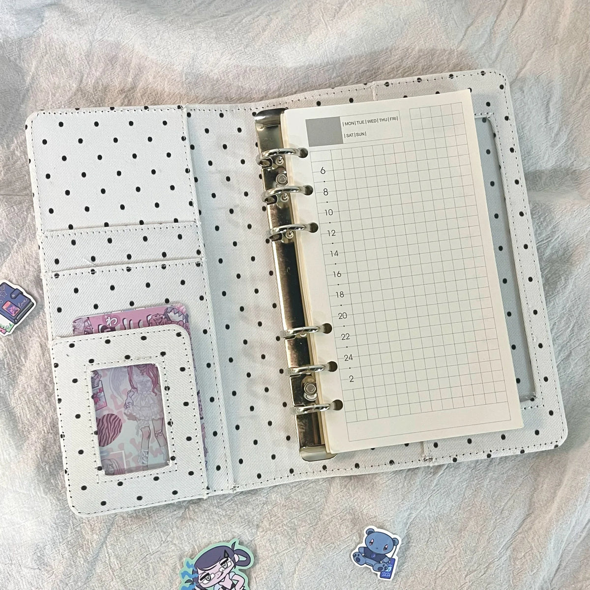 Retro Polka Dot PU Loose Leaf Refillable Notebook Journal
