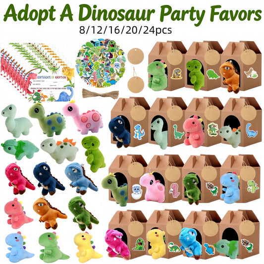 Dinosaur Stuffed Animal Party Favors With Adoption Card Birthday Gifts
