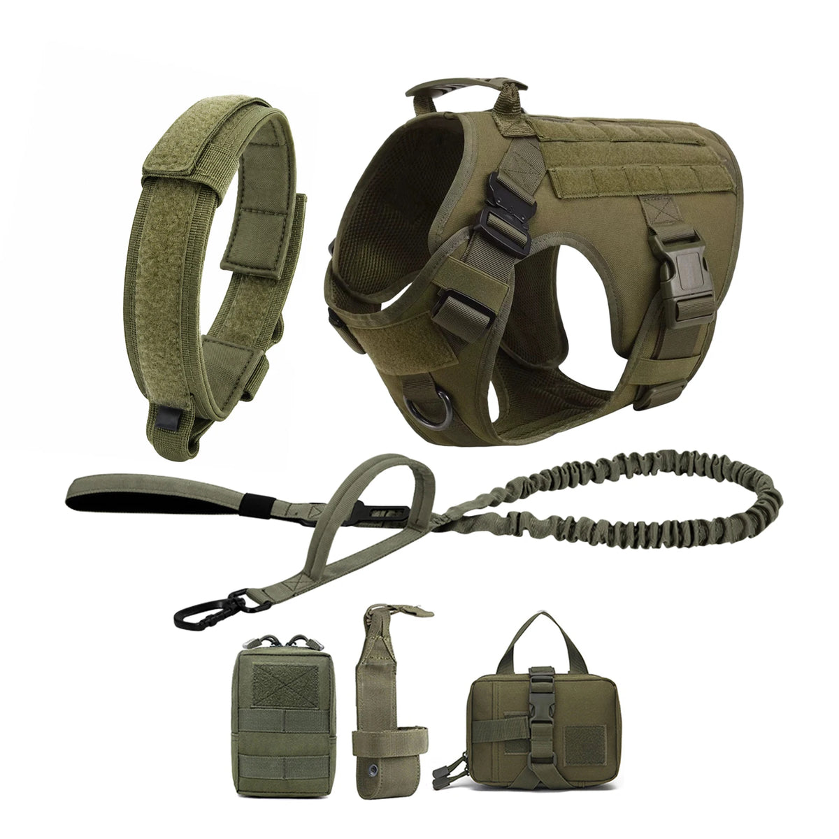 Petavel Tactical Dog Harness With Molle Pouches And Leash