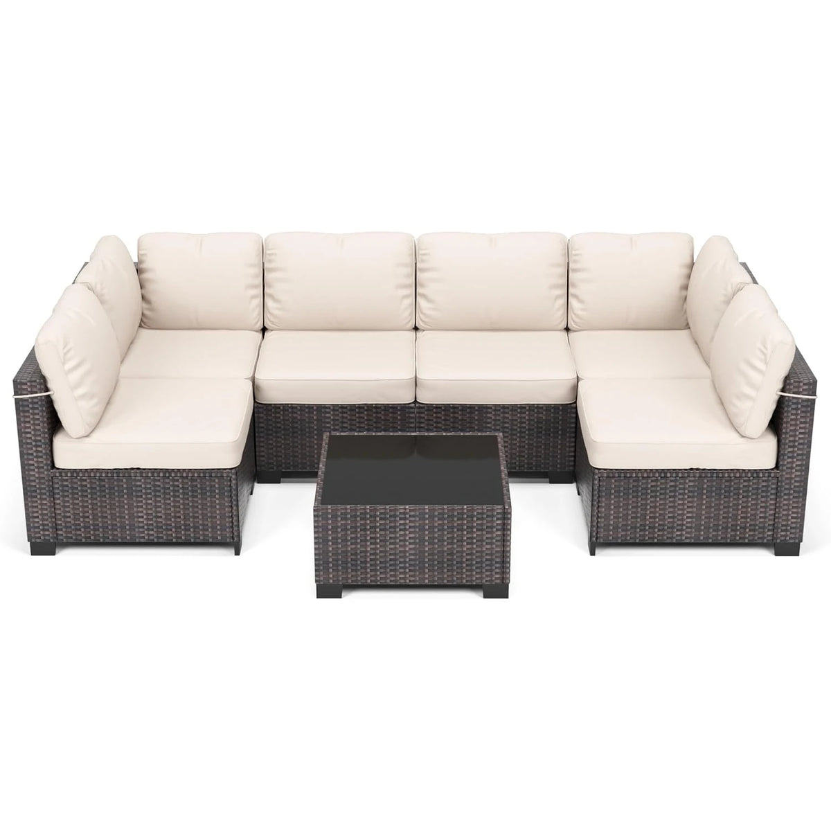 HiMISS Modular PE Rattan Outdoor Sectional Sofa Conversation Set