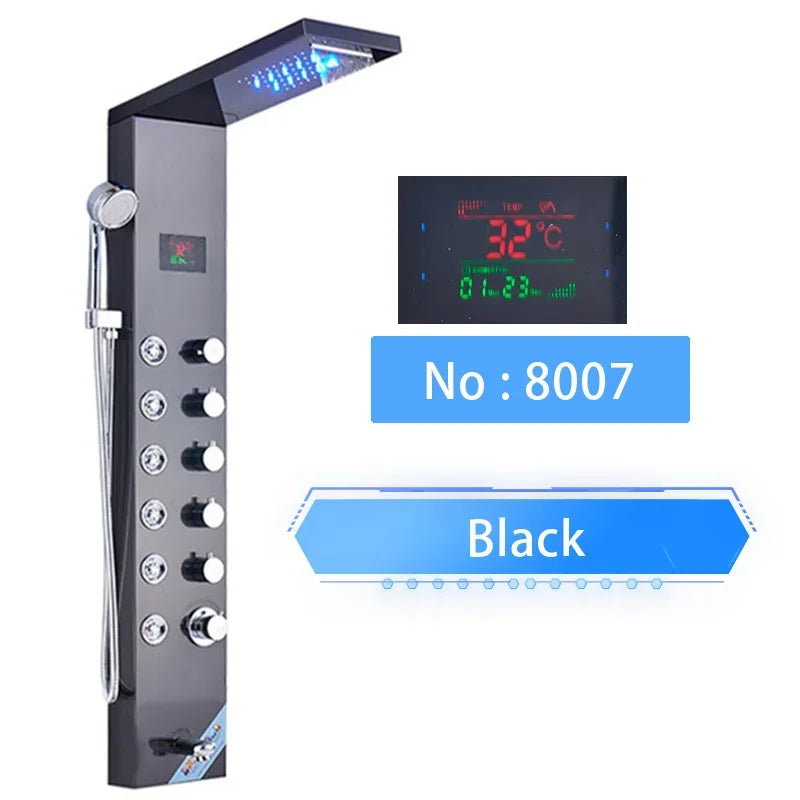 Shinesia LED Shower Panel With Digital Display Spa Massage Jets