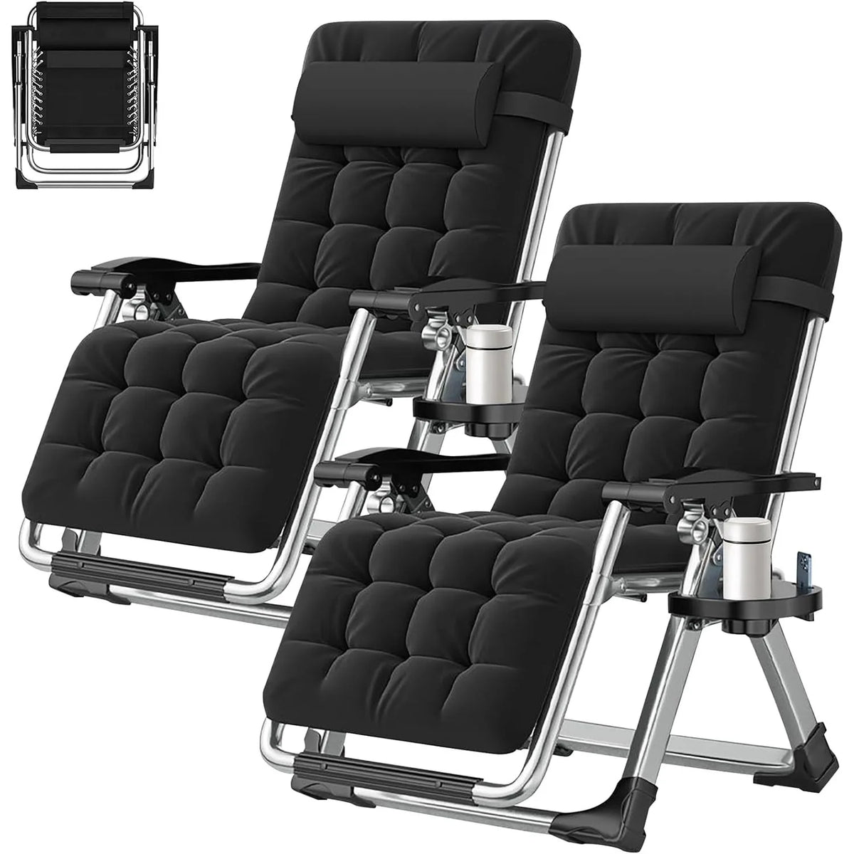 XIUWO Zero Gravity Reclining Outdoor Lounge Chairs With Cup Holders