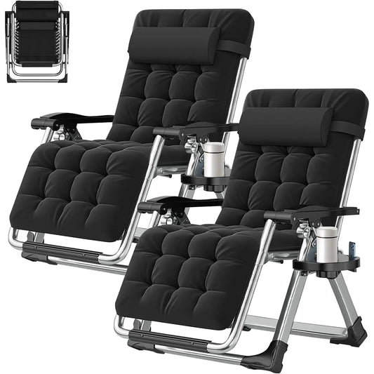 XIUWO Zero Gravity Reclining Outdoor Lounge Chairs With Cup Holders