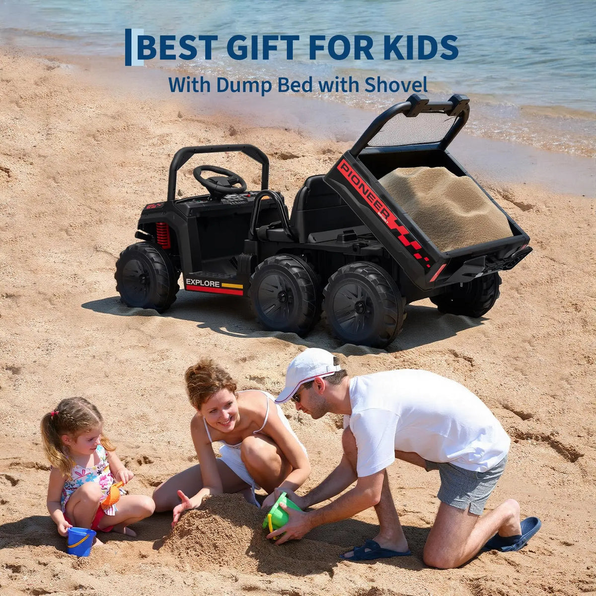 HiMISS Kids Electric Ride On Dump Truck With Parent Remote