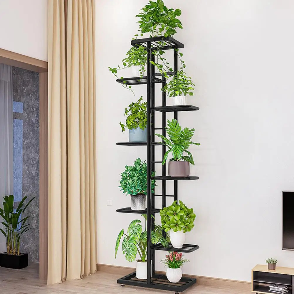 HiMISS Metal Plant Stand With Eight Tier Flower Pot Shelves