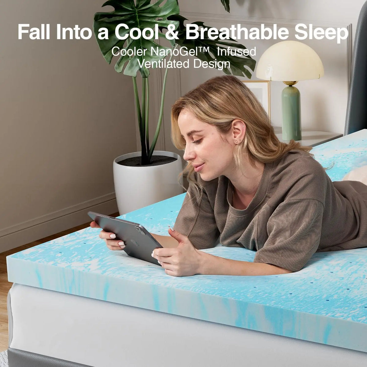 Novilla Cooling Gel Memory Foam Mattress Topper Ventilated Design