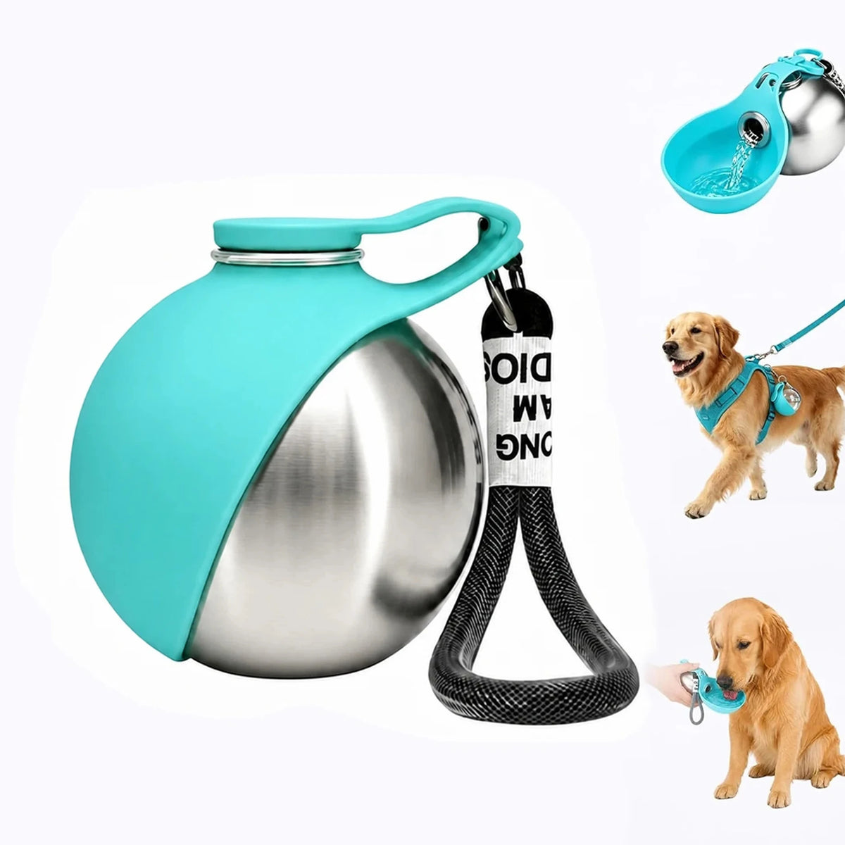Leak-Proof Pet Travel Water Bottle With Foldable Bowl