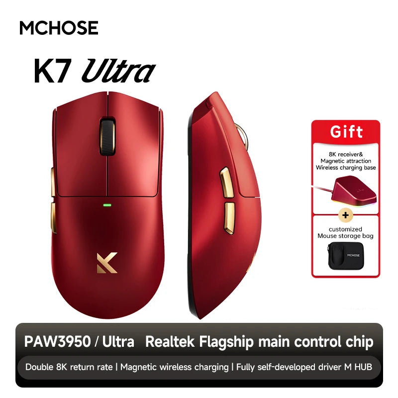 MCHOSE K7 Ultra Wireless Gaming Mouse With Magnetic Charging Dock