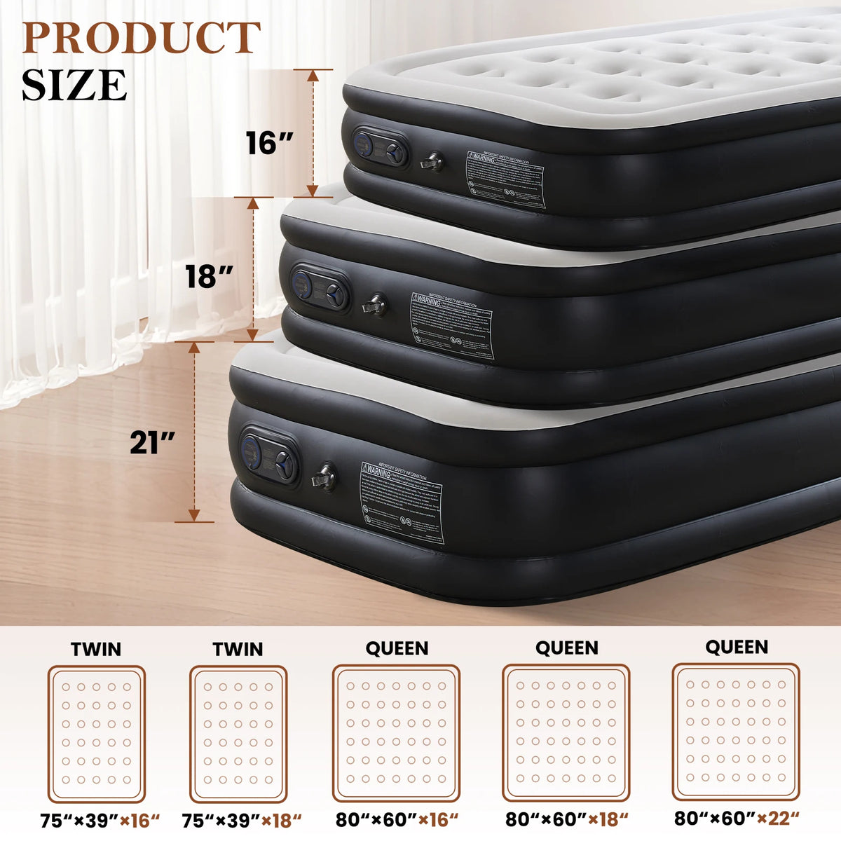 JHK Double Height Air Mattress For Home And Camping