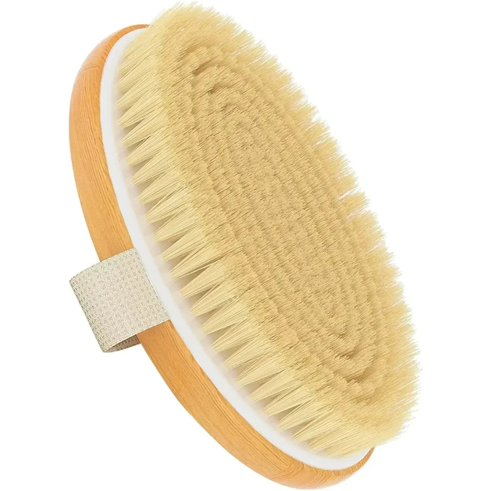 Natural Bristle Dry Body Brush For Gentle Skin Exfoliation