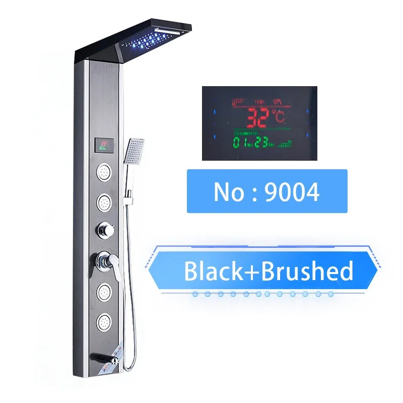 Shinesia LED Shower Panel With Digital Display Spa Massage Jets
